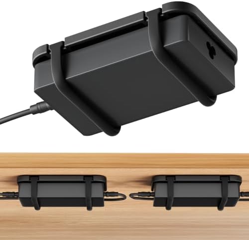 2 Pack Upgraded Laptop Charger Holder,Adjustable Silicone Strap Power Brick Organizer With Heat Dissipation,Under Desk Cable Management Mount For Most Power Adapters,Chargers,Screws & Adhesive