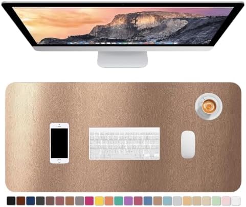 Hsurbtra Desk Pad, 30" x 14" PU Leather Desk Mat, XL Extended Mouse Pad, Waterproof Desktop Blotter Protector, Non-Slip Ultra Thin Large Laptop Keyboard Writing Mat for Office Home, Rose Gold