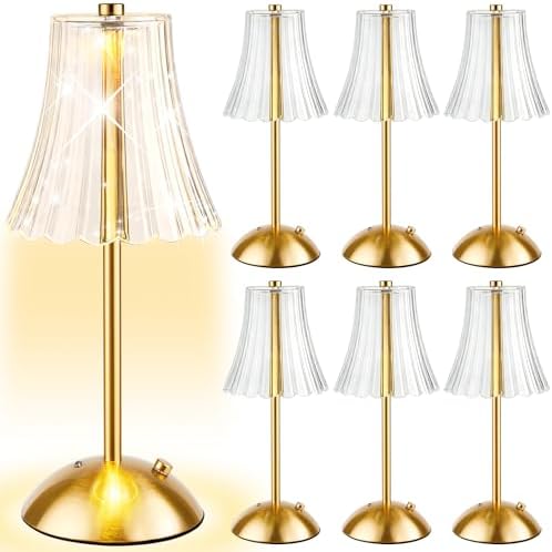 6 Pcs Cordless Table Lamp Rechargeable Touch Lamp, Gold Flower