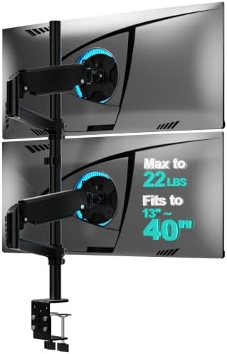 WALI Vertical Dual Monitor Mount for 13-40 inch Curved Screens, up to 22lbs