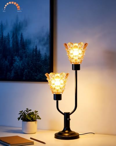 Lightdot Mid Century Modern Table Lamp Dimmable Vintage Black Lamp Gift