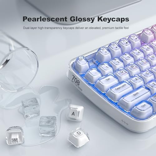 MOFII Clear Curved Ergonomic Wireless Keyboard, Tri-Mode BT5.0/2.4G/USB-C