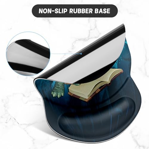 ITNRSIIET Ergonomic Mouse Pad with Gel Wrist Support Small Wrist Rest Smooth Surface Non-Slip PU Base Comfortable Office Supplies Pain Relief, 8.7 x 7.2 inches, Pretty Turtles