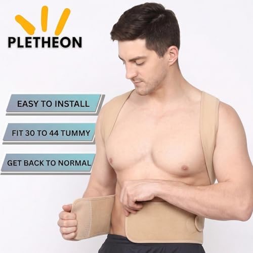 Posture Corrector for Men & Women by Plethon – Adjustable Back Brace, Clavicle Support & Upper Back Straightener for Better Sitting and Standing Posture, Fits 30–46 Inch Waist (Beige)