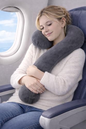 EVOLIVE Question Mark Neck Pillow 15"x24", Velvet Support (Dark Grey)