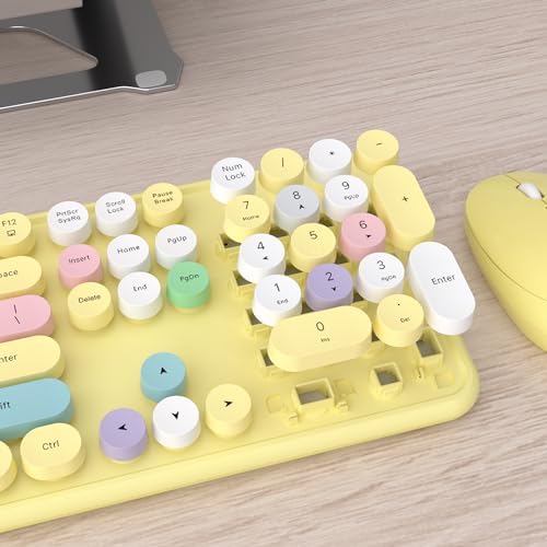 UBOTIE Colorful Wireless Keyboard and Mouse Combo (Yellow-Polychrome)