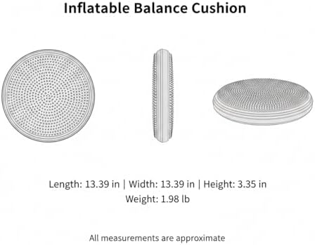 Inflatable Balance Disc Cushion, 13.4 Inch PVC Wobble Seat for Stability Training, Active Sitting Support for Office Chair or Home Gym Workouts