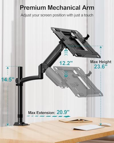 MOUNT PRO Laptop Arm Desk Mount for Max 22lbs 17" Laptop & Max 32" Monitor