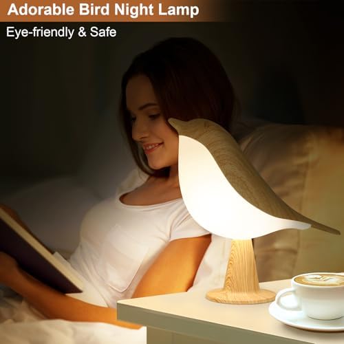 VoMii Bird Desk Lamp, Small Table Lamp Cordless Touch Dimmable Night Light with 3 Color Temperature, Rechargeable Decorative Lamps for Bedroom Bedside Nightstand, Desk Decor, Bird Gifts