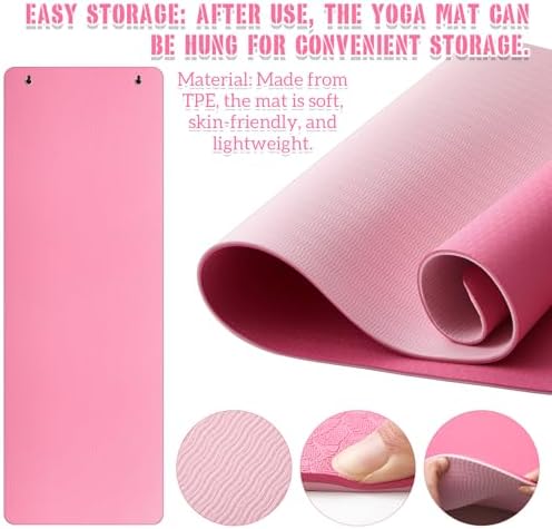 Briwooody Yoga Mat with Hanging Holes