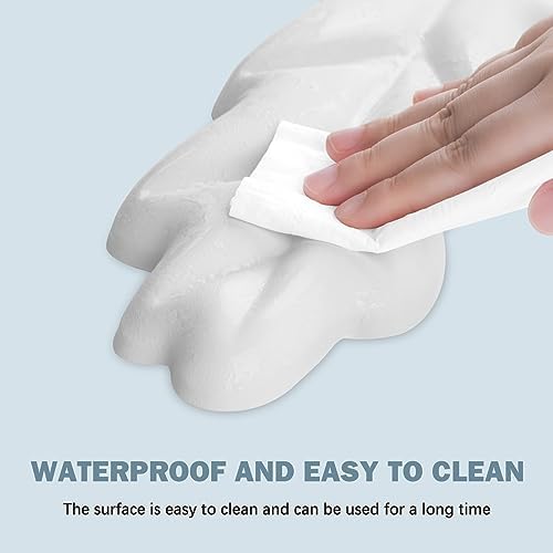 Keyboard Wrist Rest Pad Set, Leaf Shape PU Leather Memory Foam Wrist Cushion Support,Mouse Wrist Rest Pad,Non-Slip Wrist Support for Easy Typing Pain Relief, White Leaf