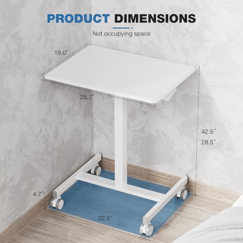 DUMOS Mobile Rolling Desk with Wheels Adjustable Height