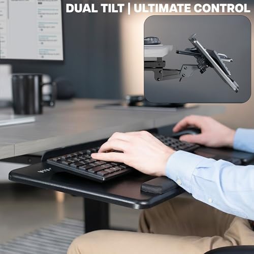 VIVO Black Under Desk 27 x 12 in Tilting Keyboard Tray, Mount-KBTM1