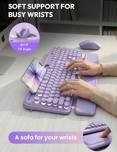 Wireless Keyboard and Mouse, Backlit Typewriter with Magnetic Wrist Rest