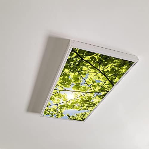 Fluorescent Light Cover Decorative Ceiling Light Filters,Leaves Pattern,for Classroom Office Hospitals Home Ceiling Decorative,2ft x 4ft,Green
