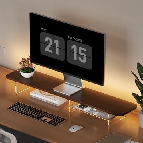 AFOOYO Monitor Stand Riser,Computer Monitor Stand with DIY Pegboard and drawer for Laptop,PC,Computer,Printer (Walnut-Felt Drawer)
