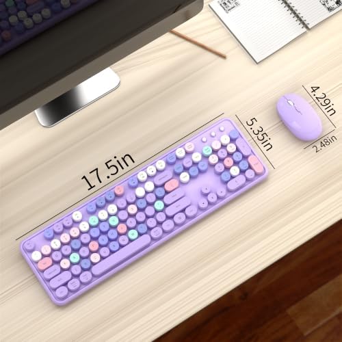 Colorful Wireless Keyboard and Mouse Combos, Purple Colorful