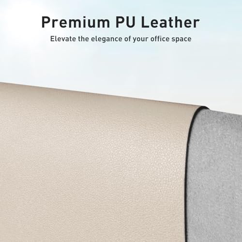 Aothia Large PU Leather Desk Pad Protector – Non-Slip Mouse Pad & Writing Mat for Office/Home, Waterproof, Easy to Clean (31.5" x 15.7", Eggshell)