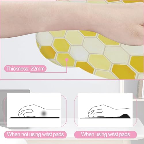 Honeycomb Bee Geometric Ergonomic Wrist Support Keyboard Mouse Wrist Rest Set, Computer Office Comfortable Wrist Rest for Mouse Easy Typing