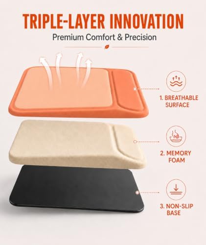 eulps Mouse Pad with Wrist Rest, Ergonomic Memory Foam Mousepad with Soft Wrist Support, Non-Slip PU Base, Smooth Surface for Office, Pain Relief for Laptop & Gaming (Orange)
