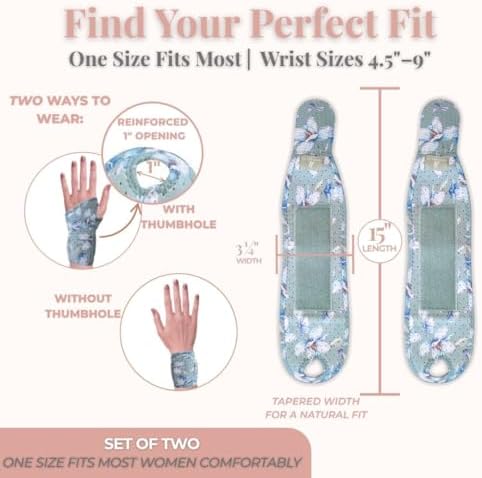 Carpal Tunnel Wrist Brace Left Hand, Right Hand for Women, Day or Night Compression Wrist Support Brace for Fitness, Keyboard Use, or Overnight Support, 2 Pack, Sage Green Floral Print