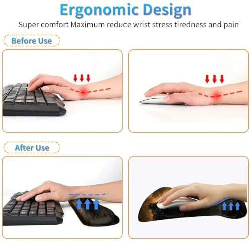 3-in-1 Ergonomic Memory Foam Keyboard Wrist Rest Pad Set, Dark Warriors