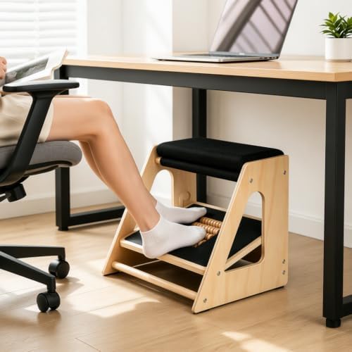 Under Desk Foot Rest with Massage Roller, 3-Height Adjustable - Default