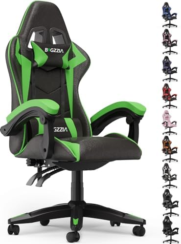 Bigzzia Gaming Chair with Lumbar Support, Ergonomic Gamer Chair Green