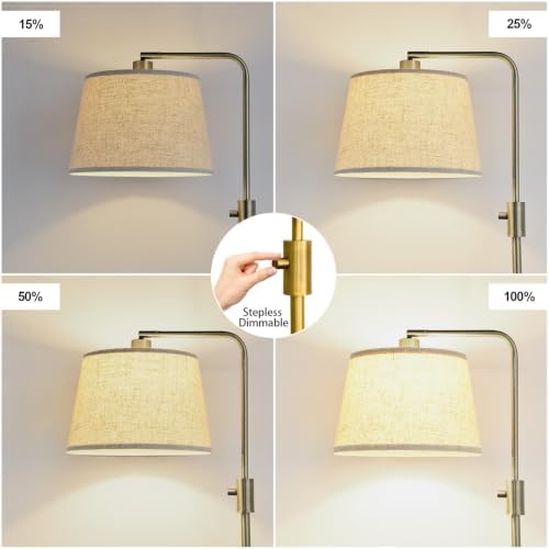 Nintiue Dimmable Floor Lamp, 1000 LM LED Edison Bulb Included, Arc Floor Lamps for Living Room Modern Standing Lamp Tall Lamps for Living Room Bedroom-Brass