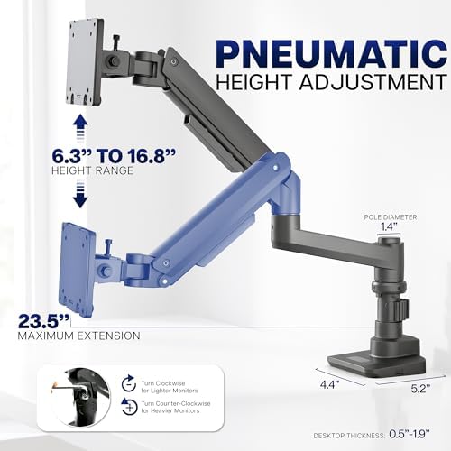 VIVO Aluminum Ultrawide Monitor Stand, Classic, Fits up to 57 inch Computer Screens, Single Articulating Pneumatic Arm, C-Clamp and Grommet Desk Mount, Max VESA 100x100, Black, STAND-V111H