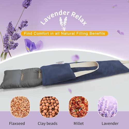 Neck Heating Pad Microwavable with Machine Washable Cover Weighted Microwave Heating Pad Neck Wrap for Shoulder Back Pain Relief, Warm Rice Bag Pack for Cramps Hot Cold Therapy 1.5lbs Lavender Scented