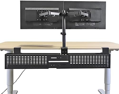 AEONS Dual Monitor Desk Mount Stand, Adjustable Dual Arm Mount fits up to 32 inch LCD Screen with VESA, Clamp and Cable Management, Black