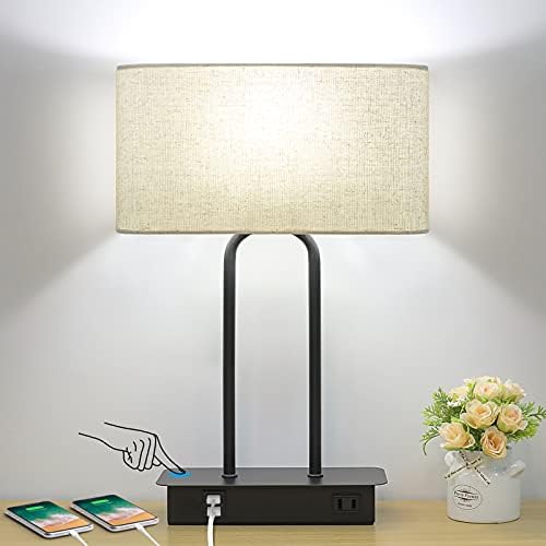 Bedside Touch Control 3 Way Dimmable Table Lamp with Cream Fabric Shade