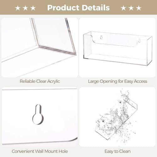 Homaisson Clear Acrylic Mail Holder Box for Desk or Wall Mount, Mail Organizer Countertop, Modern Wall Mounted or Tabletop Mailbox, Letter Storage Organizer Box