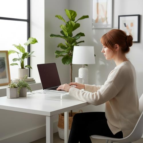 Azar Displays 515370-1PK Acrylic Laptop Stand, Computer Riser for Desk, Monitor Stand, Closet Organizer for Clothes & Shoes, Cabinet Display for Accessories and Décor (12-Inch)