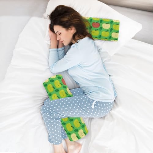 Yuiboo Cylinder Neck Roll Pillow, Fruit Face Green Orthopedic Round Pillows Memory Foam with Cover Knees Support for Massage Table