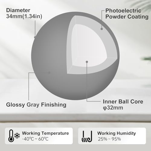 SANWA Small Trackball 34mm/1.34in, Replacement Ball for Logitech M575, M570, MX Ergo, ELECOM, Kensington, Perixx, and Other Compatible Trackball Mice, Glossy Silver