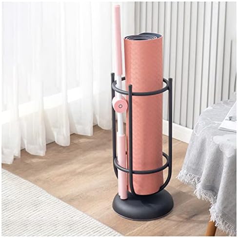 Free-Standing Corner Yoga Mat Holder & End Table, Foam Roller Storage Organizer for Yoga Sticks, Jump Ropes, Resistance Bands - Durable Iron Design