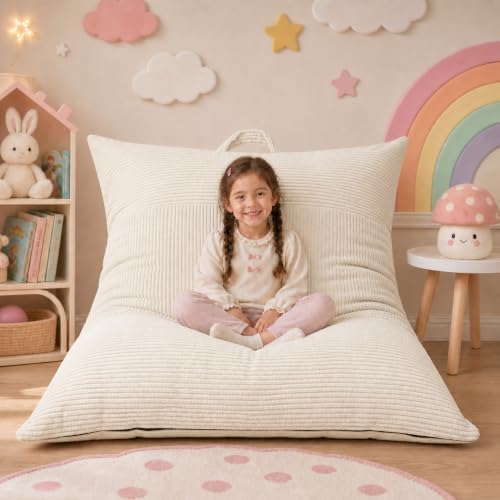 HUGHEAVEN Comfy 3-in-1 Kids Bean Bag Chair, Removable Cover Floor Chair