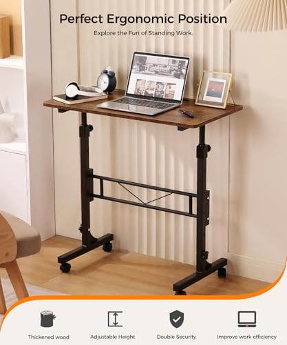 KLSMYHOKI Standing Desk Adjustable Height, Mobile Stand Up Desk with Wheels