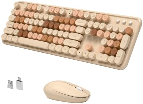 Colorful Wireless Keyboard and Mouse Combo, Milk Tea Colorful