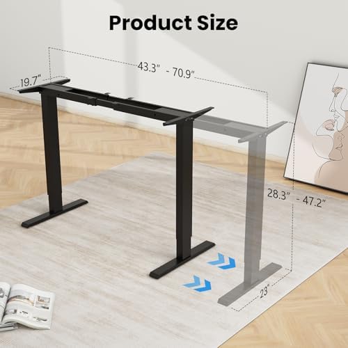 Dual Motor Standing Desk Frame- Height Adjustable Electric Desk Legs, Heavy Duty Sit to Stand Up Desk Base, 4 Memory Settings Controller for Adjustable DIY Desktop, Over 300 lbs Load Capacity