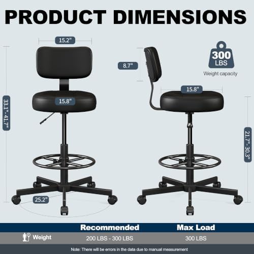 Drafting Chair with Backrest, Tall Desk Chair for Standing Desk