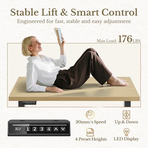 ErGear 48 X 24 Inch Height Adjustable Electric Standing Desk, Light Walnut