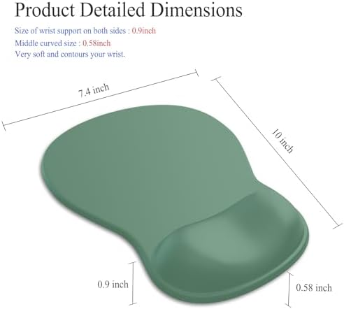 Gel Mouse Pad with Wrist Rest, Ergonomic Concave Wrist Support Mousepad with Non-Slip PU Base & Smooth Surface Comfortable Desk Accessories Mat for Office, Home Gaming and Study (13 Grey Green)