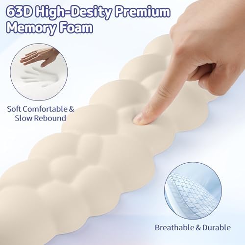 Sushret Cloud Wrist Rest Keyboard, Cloud Keyboard Wrist Pad Set with PU Leather Memory Foam, Cute Arm Rest for Palm Support, PC/Gaming Desk Accessories/Office Setup/Computer Hand Cushion - Beige