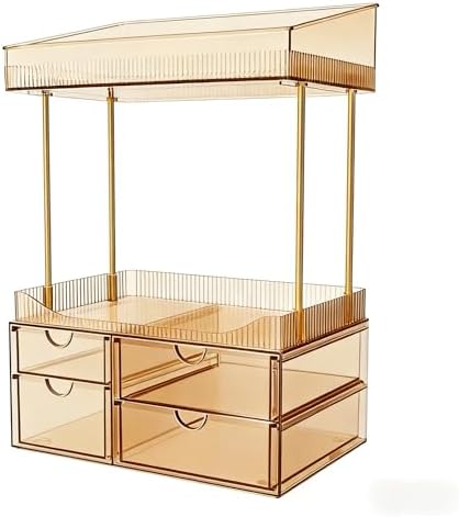 SNSLXH 4-Tier Clear Makeup Organizer Bathroom Storage Amber
