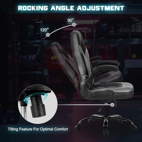 DUMOS Computer Desk Chair, Lumbar Support Video Gaming Chair, PU Leather
