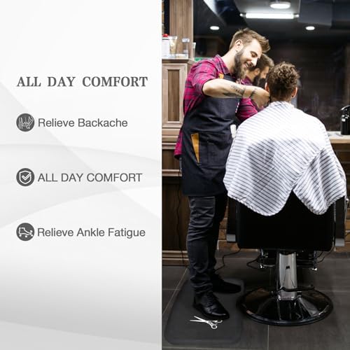 Anti Fatigue Salon Mat for Hair Stylist Anti-Slip Antique Series Salon & Barber Shop Chair Floor Mat (17''x32'' x 5/8'',Scissors)
