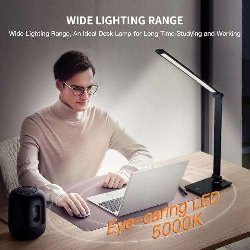 LUJOLUMIN Foldable LED Desk Lamp, 700LM Eye-Caring Light with USB Cable